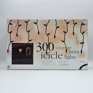 Orange Mini Icicle Christmas Lights 300 Mini Bulbs Indoor Outdoor 18 in OPEN BOX